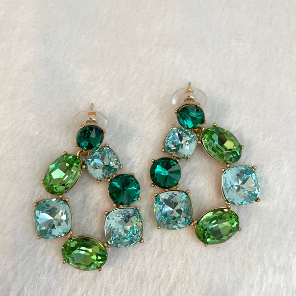 Oscar de la Renta Jewelry - Oscar de la Renta Crystal Hoop Drop Earrings green